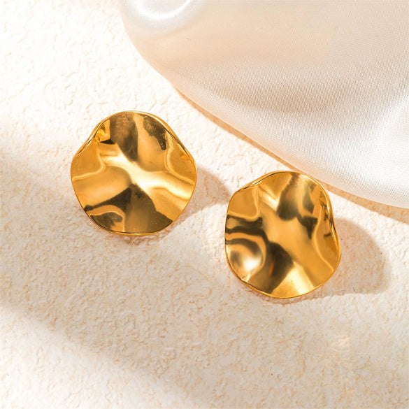 Wholesale Light Luxury High End Asymmetrical Titanium Steel Earrings For Women With Geometric Design And Electroplating Treatment