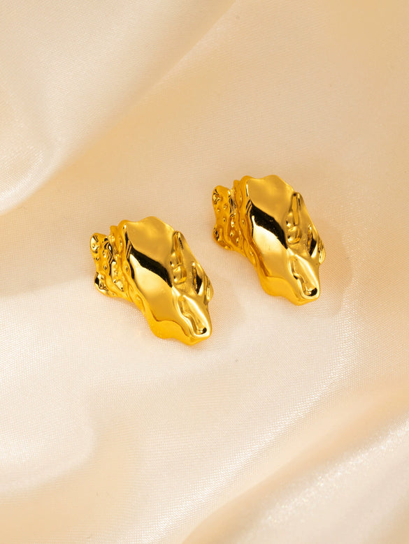 Wholesale Light Luxury High End Asymmetrical Titanium Steel Earrings For Women With Geometric Design And Electroplating Treatment
