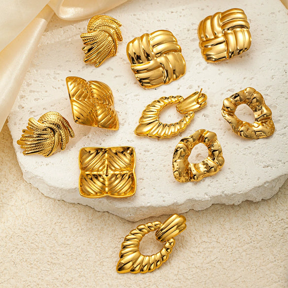 Wholesale Light Luxury High End Asymmetrical Titanium Steel Earrings For Women With Geometric Design And Electroplating Treatment