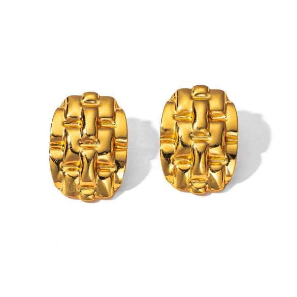 Wholesale Light Luxury High End Asymmetrical Titanium Steel Earrings For Women With Geometric Design And Electroplating Treatment