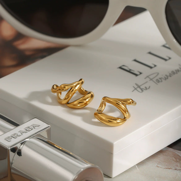 Wholesale Light Luxury High End Non Hole Ear Clip Earrings In Geometric Style Made Of Titanium Steel And Stainless Steel With Electroplating Treatment