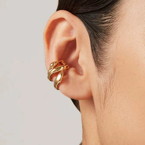 Wholesale Light Luxury High End Non Hole Ear Clip Earrings In Geometric Style Made Of Titanium Steel And Stainless Steel With Electroplating Treatment