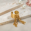 Wholesale Light Luxury High End Punk Minimalist Geometric Titanium Steel Ring With Waterproof Tassel And Pvd Vacuum Real Gold Electroplating