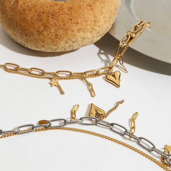 Wholesale Light Luxury High End Sense Bracelet Stainless Steel Jewelry Stacked Wear Love Chain With Geometric Pattern Electroplated For Women