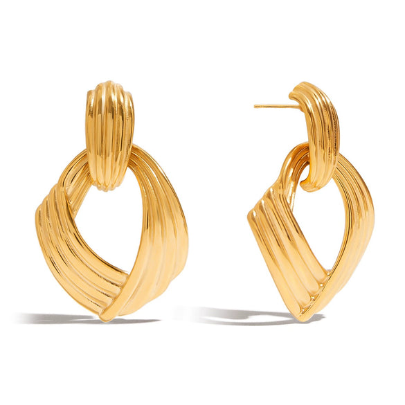 Wholesale Light Luxury High Grade Stainless Steel Geometric Earrings With Electroplating Design For Women
