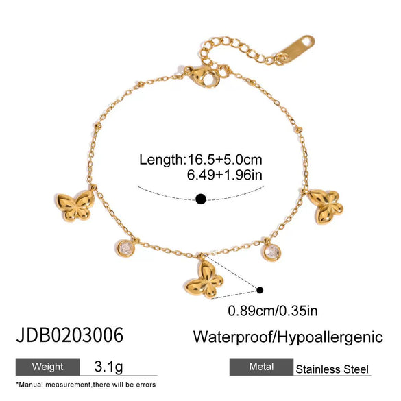 Wholesale Light Luxury High Sense Love Butterfly Stainless Steel Zircon Bracelet With Geometric Pattern And Electroplating Design For Women