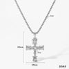 Wholesale Light Luxury High Three Dimensional Cross Pendant Necklace With Double Sided Effect Stainless Steel Pearl Chain Hip Hop Style Electroplating
