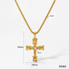 Wholesale Light Luxury High Three Dimensional Cross Pendant Necklace With Double Sided Effect Stainless Steel Pearl Chain Hip Hop Style Electroplating