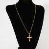 Wholesale Light Luxury High Three Dimensional Cross Pendant Necklace With Double Sided Effect Stainless Steel Pearl Chain Hip Hop Style Electroplating