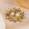 Wholesale Light Luxury Highend Flower Geometric Design Earrings Titanium Steel Jewelry Electroplating