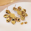 Wholesale Light Luxury Highend Flower Geometric Design Earrings Titanium Steel Jewelry Electroplating