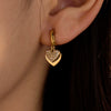 Wholesale Light Luxury Highend Stainless Steel 18K Electroplated Women's Peach Heart Earrings With Micropaved Zircons