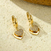 Wholesale Light Luxury Highend Stainless Steel 18K Electroplated Women's Peach Heart Earrings With Micropaved Zircons