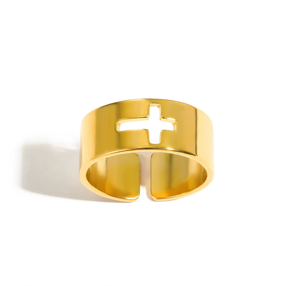 Wholesale Light Luxury Highend Stainless Steel Open Ring With Bow Pattern And Electroplating Retro Hiphop Style