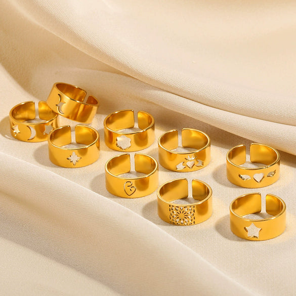 Wholesale Light Luxury Highend Stainless Steel Open Ring With Bow Pattern And Electroplating Retro Hiphop Style