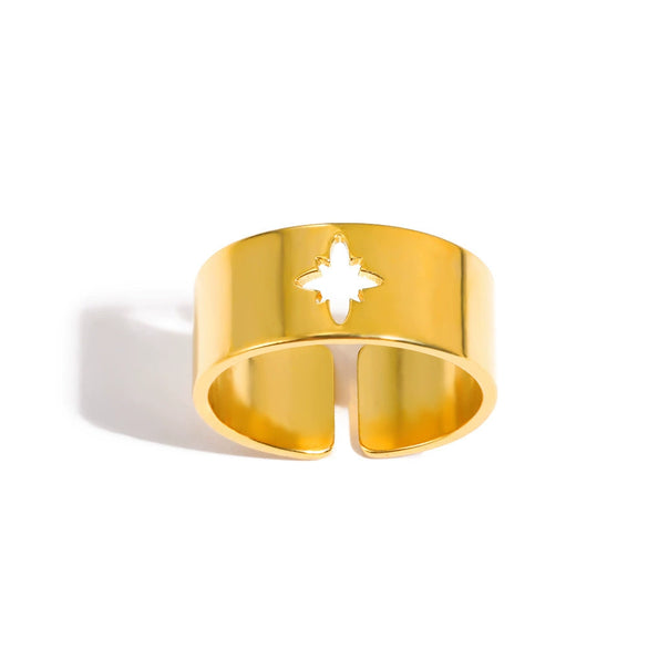 Wholesale Light Luxury Highend Stainless Steel Open Ring With Bow Pattern And Electroplating Retro Hiphop Style