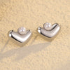 Wholesale Light Luxury Highgrade Stainless Steel Geometric Peach Heart Pearl Electroplated Women's Earrings