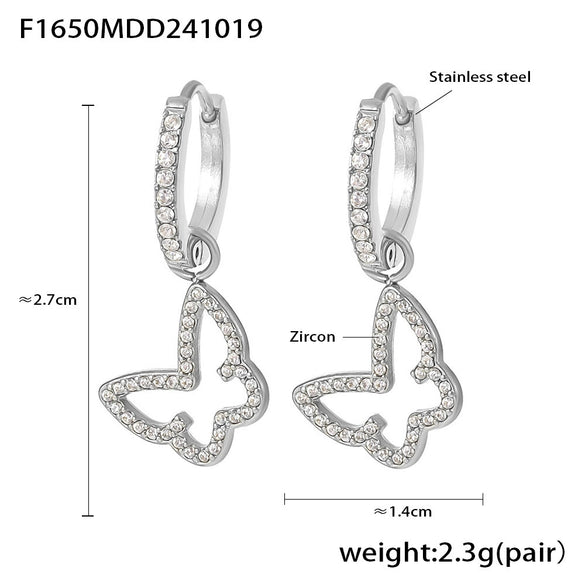 Wholesale Light Luxury Hollow Love Inlaid Zircon Gymbos Earrings For Women Stainless Steel Electroplated Geometric Heart Shape Accessories