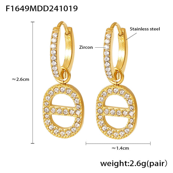 Wholesale Light Luxury Hollow Love Inlaid Zircon Gymbos Earrings For Women Stainless Steel Electroplated Geometric Heart Shape Accessories