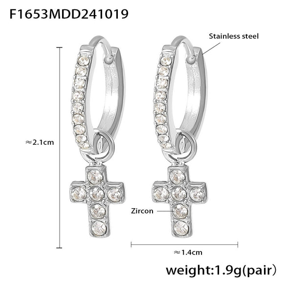 Wholesale Light Luxury Hollow Love Inlaid Zircon Gymbos Earrings For Women Stainless Steel Electroplated Geometric Heart Shape Accessories