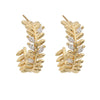Wholesale Light Luxury Hollow Microinlaid Zircon Leaf Earrings Copper Niche Geometric