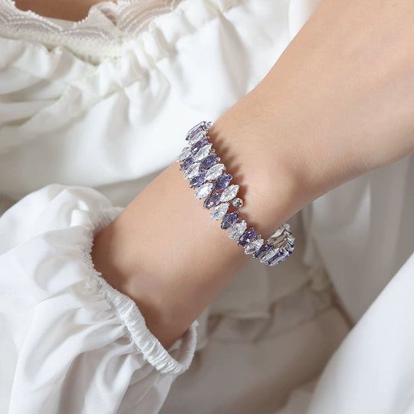 Wholesale Light Luxury Inlaid Color Zircon 316L Stainless Steel Bracelet Jewelry With Geometric Design For Women