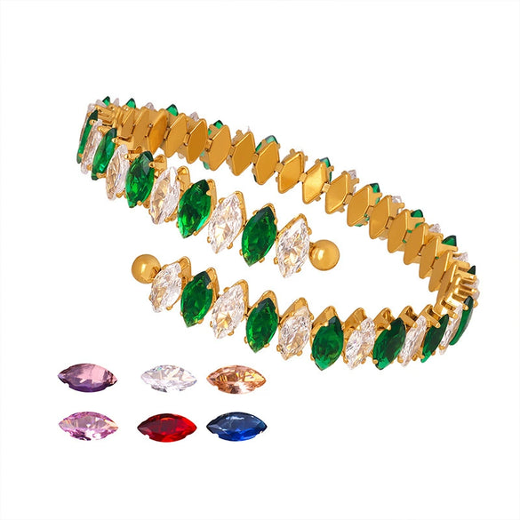 Wholesale Light Luxury Inlaid Color Zircon 316L Stainless Steel Bracelet Jewelry With Geometric Design For Women