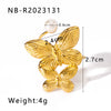 Wholesale Light Luxury Inlaid Pearl Butterfly Ring For Ladies Stainless Steel Ins Style 18K Furnace Vacuum Plated With Bow And Insect Patterns