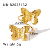 Wholesale Light Luxury Inlaid Pearl Butterfly Ring For Ladies Stainless Steel Ins Style 18K Furnace Vacuum Plated With Bow And Insect Patterns