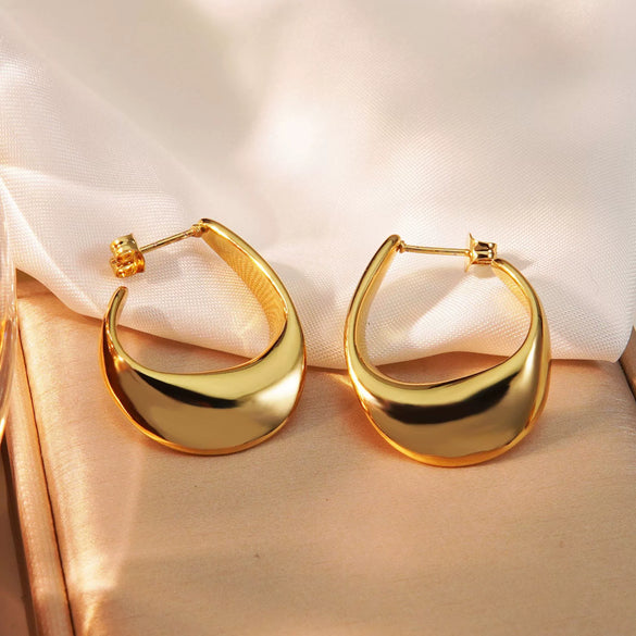 Wholesale Light Luxury Irregular Geometric Stainless Steel 18K Gold Plated Earrings For Women
