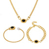 Wholesale Light Luxury Jewelry Set With Horseshoe Buckle And Diamond Stainless Steel And Black Onyx 18K Gold Plated