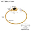 Wholesale Light Luxury Jewelry Set With Horseshoe Buckle And Diamond Stainless Steel And Black Onyx 18K Gold Plated