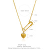 Wholesale Light Luxury Jewelry Titanium Steel Heart Shape Geometric Pendant O Chain Necklace Electroplated For Women