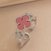Wholesale Light Luxury Joker Lucky Four Leaf Clover Hand Jewelry Copper Micro Inlaid Zircon Electroplated Bracelet Ring