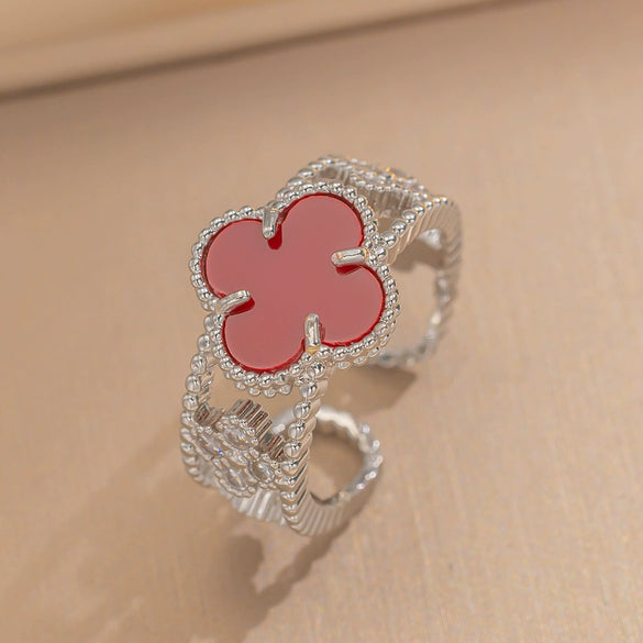 Wholesale Light Luxury Joker Lucky Four Leaf Clover Hand Jewelry Copper Micro Inlaid Zircon Electroplated Bracelet Ring