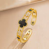 Wholesale Light Luxury Joker Lucky Four Leaf Clover Hand Jewelry Copper Micro Inlaid Zircon Electroplated Bracelet Ring