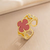 Wholesale Light Luxury Joker Lucky Four Leaf Clover Hand Jewelry Copper Micro Inlaid Zircon Electroplated Bracelet Ring