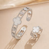Wholesale Light Luxury Joker Lucky Four Leaf Clover Hand Jewelry Copper Micro Inlaid Zircon Electroplated Bracelet Ring