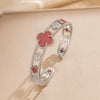 Wholesale Light Luxury Joker Lucky Four Leaf Clover Hand Jewelry Copper Micro Inlaid Zircon Electroplated Bracelet Ring