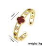 Wholesale Light Luxury Joker Lucky Four Leaf Clover Hand Jewelry Copper Micro Inlaid Zircon Electroplated Bracelet Ring
