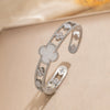 Wholesale Light Luxury Joker Lucky Four Leaf Clover Hand Jewelry Copper Micro Inlaid Zircon Electroplated Bracelet Ring