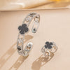 Wholesale Light Luxury Joker Lucky Four Leaf Clover Hand Jewelry Copper Micro Inlaid Zircon Electroplated Bracelet Ring