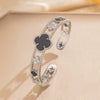 Wholesale Light Luxury Joker Lucky Four Leaf Clover Hand Jewelry Copper Micro Inlaid Zircon Electroplated Bracelet Ring