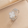 Wholesale Light Luxury Joker Lucky Four Leaf Clover Hand Jewelry Copper Micro Inlaid Zircon Electroplated Bracelet Ring