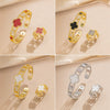 Wholesale Light Luxury Joker Lucky Four Leaf Clover Hand Jewelry Copper Micro Inlaid Zircon Electroplated Bracelet Ring