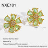 Wholesale Light Luxury 18K Gold Plated Stainless Steel Zircon Inlaid Flower Earrings For Women