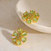 Wholesale Light Luxury 18K Gold Plated Stainless Steel Zircon Inlaid Flower Earrings For Women