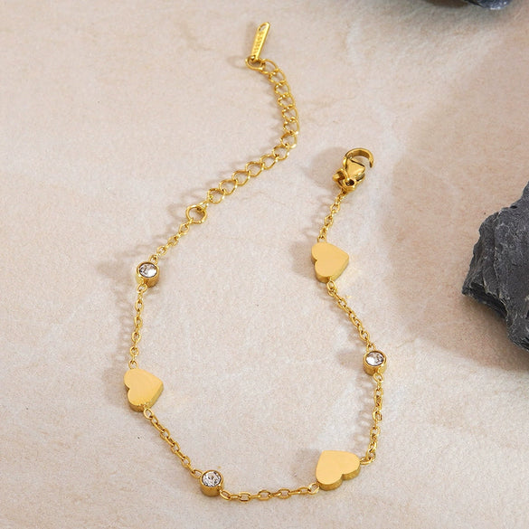 Wholesale Light Luxury 18K Goldplated Stainless Steel And Titanium Steel Heart Drop Bell Shaped Necklace And Bracelet Jewelry For Women
