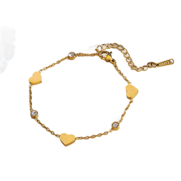 Wholesale Light Luxury 18K Goldplated Stainless Steel And Titanium Steel Heart Drop Bell Shaped Necklace And Bracelet Jewelry For Women