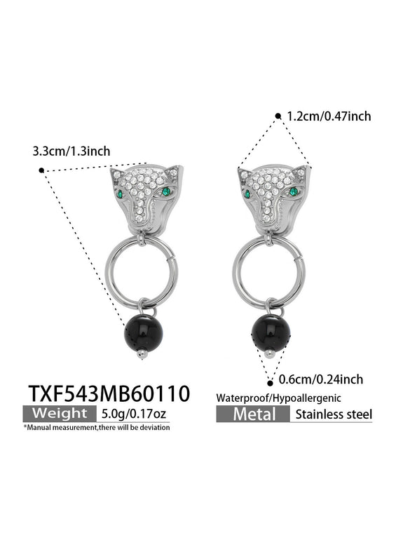 Wholesale Light Luxury Lion Head Y Shaped Tassel Stainless Steel Electroplated Jewelry Set For Women Including Necklace Earrings And Bracelet